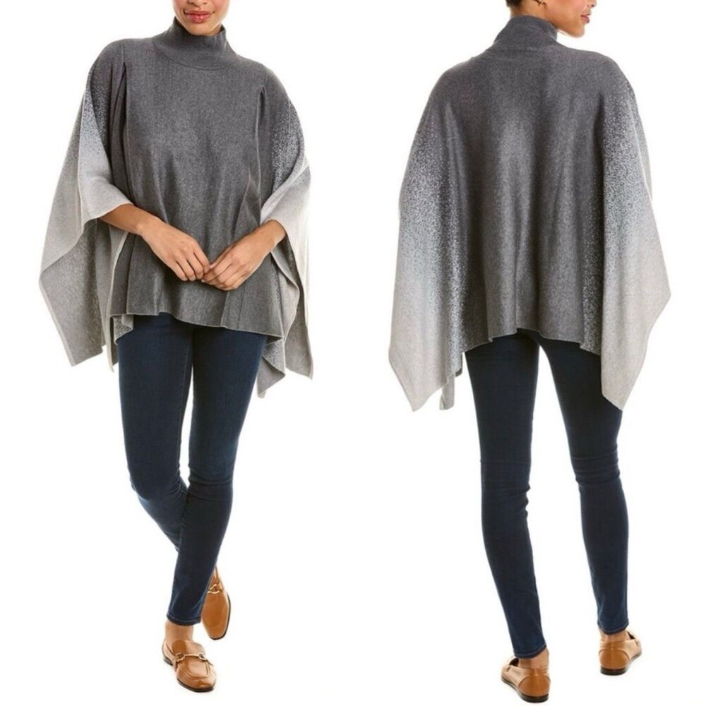 J. McLaughlin Kora Poncho Dark Gray w Light Gray Gradient One Size Gorpcore Chic